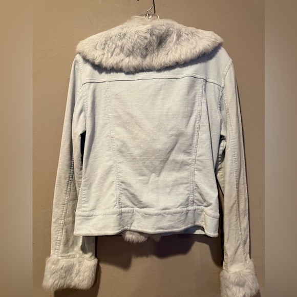 Sheri Bodell Vintage Light Blue Denim Corduroy Jacket with Fur - Picture 4 of 4